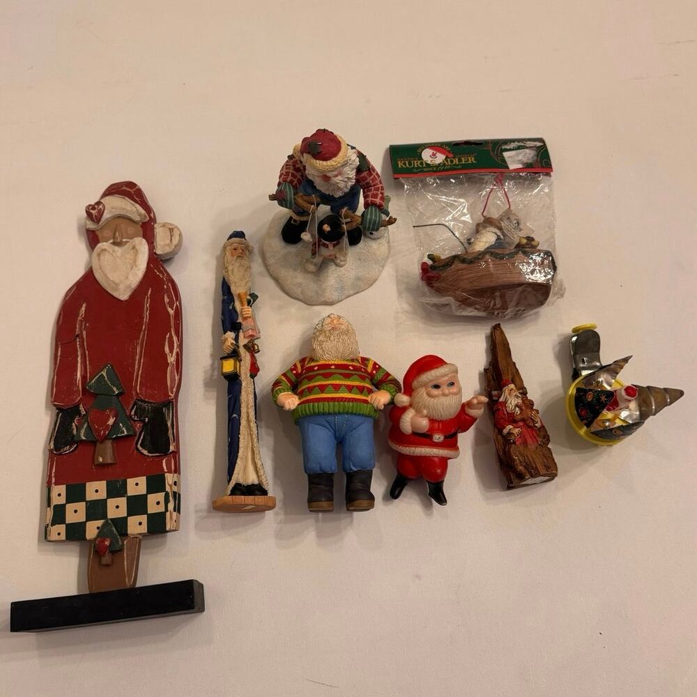 Lot of 8 Vtg Santa Figurines/Decor '80s-'00s Holiday Christmas Decor
